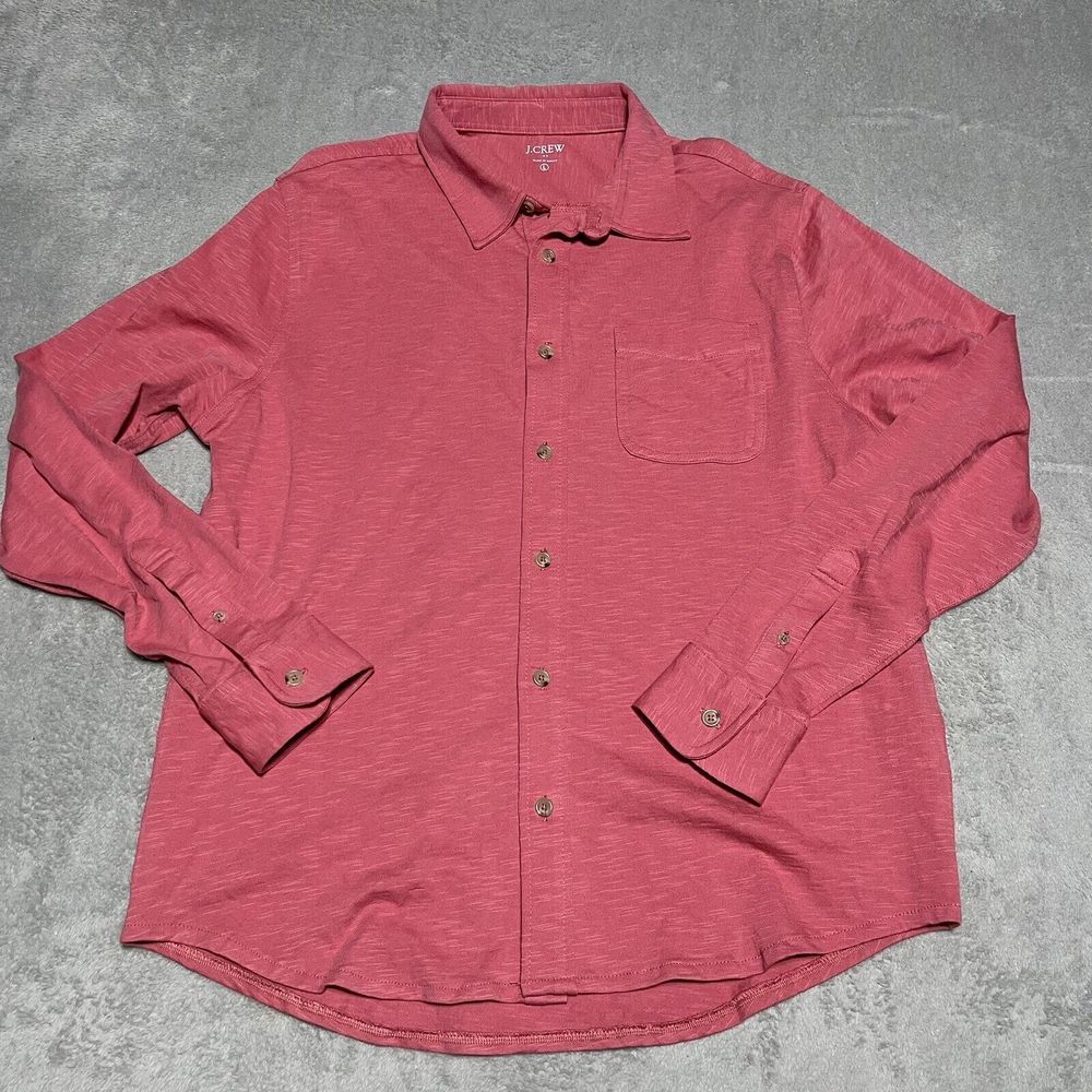 J Crew Shirt‎ Mens Large Salmon Pink Polo Long Sleeve Button Down Beach